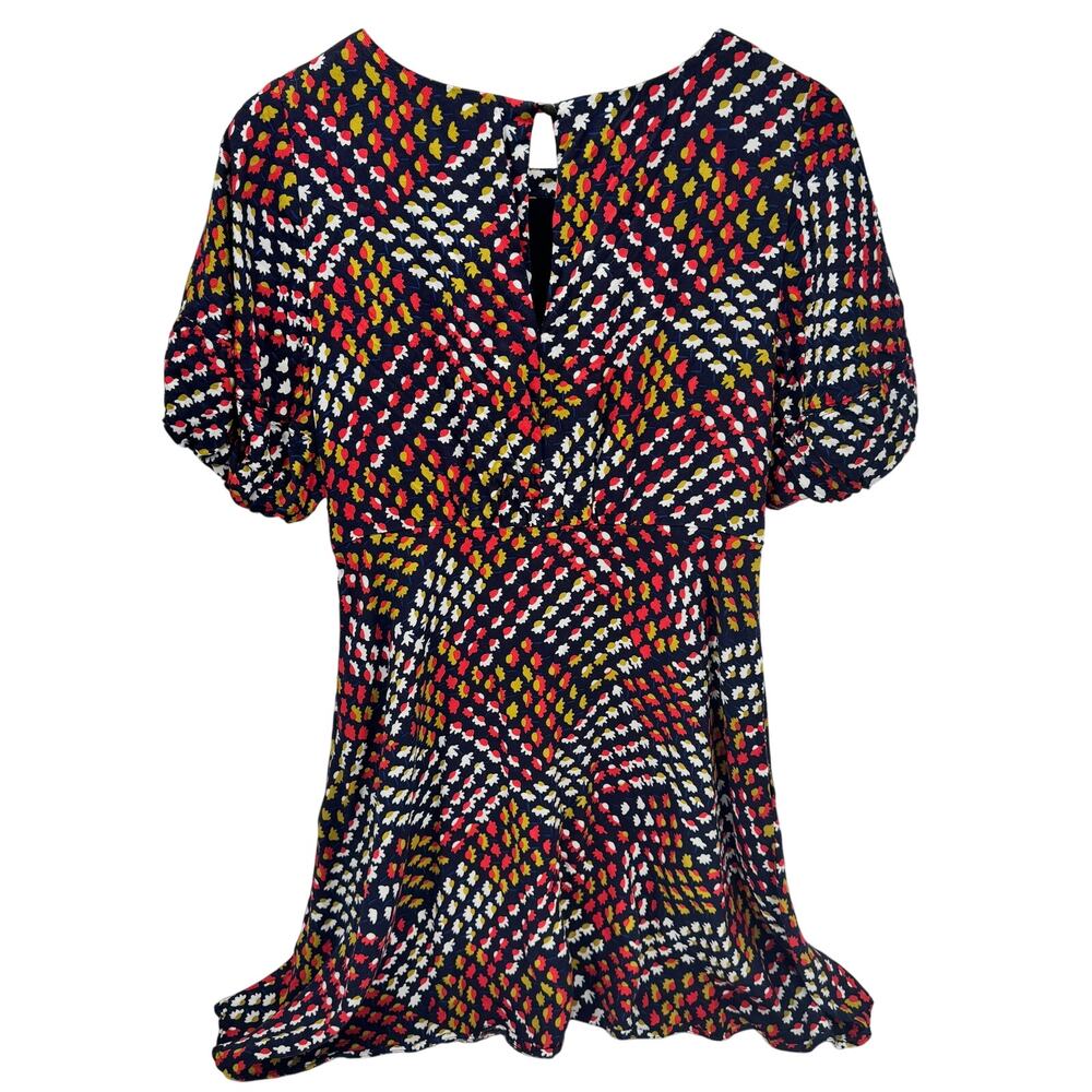 Maeve Navy Multicolor Abstract Dot Short Sleeve Dress 10P - Picture 4 of 11